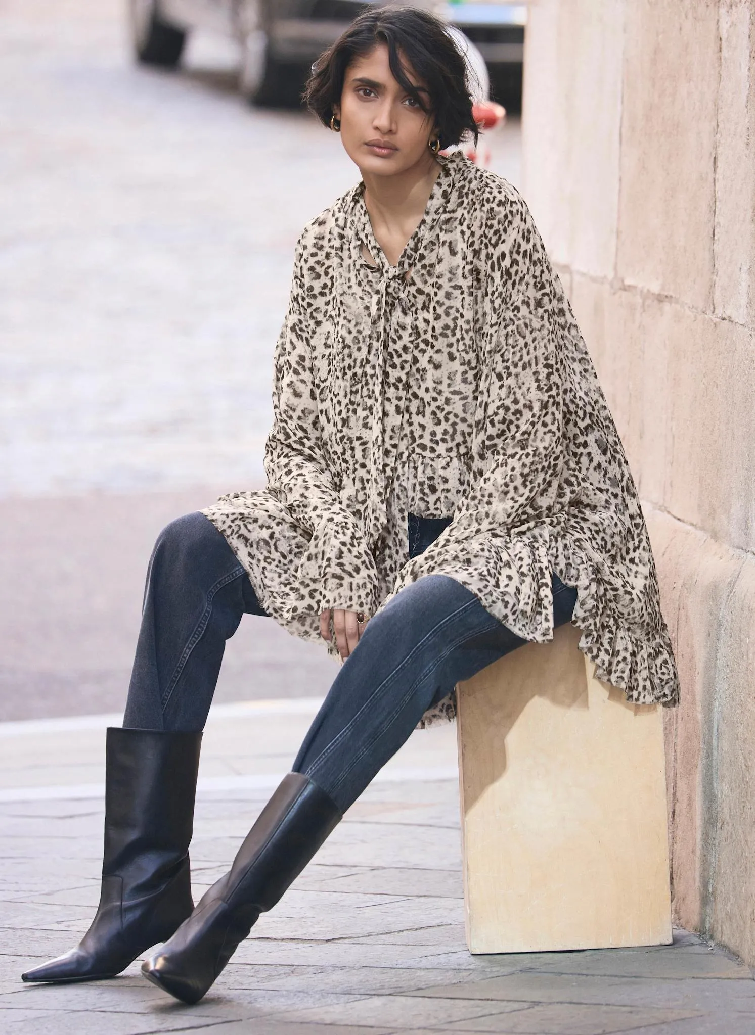 Leopard Print Ruffle Blouse sold by Mint Velvet product image thumbnail 3