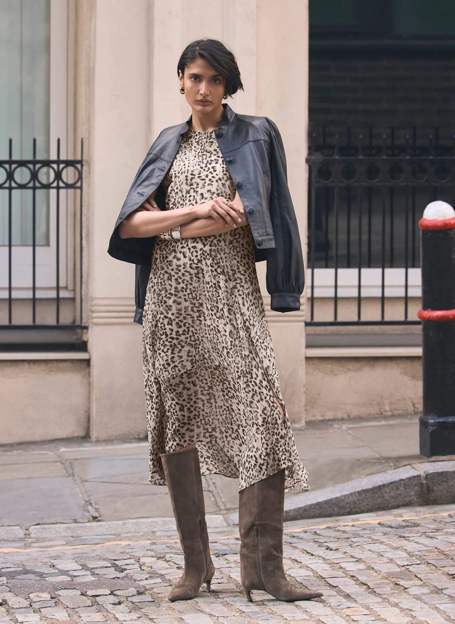 Leopard Print Cap Sleeve Midi Dress sold by Mint Velvet