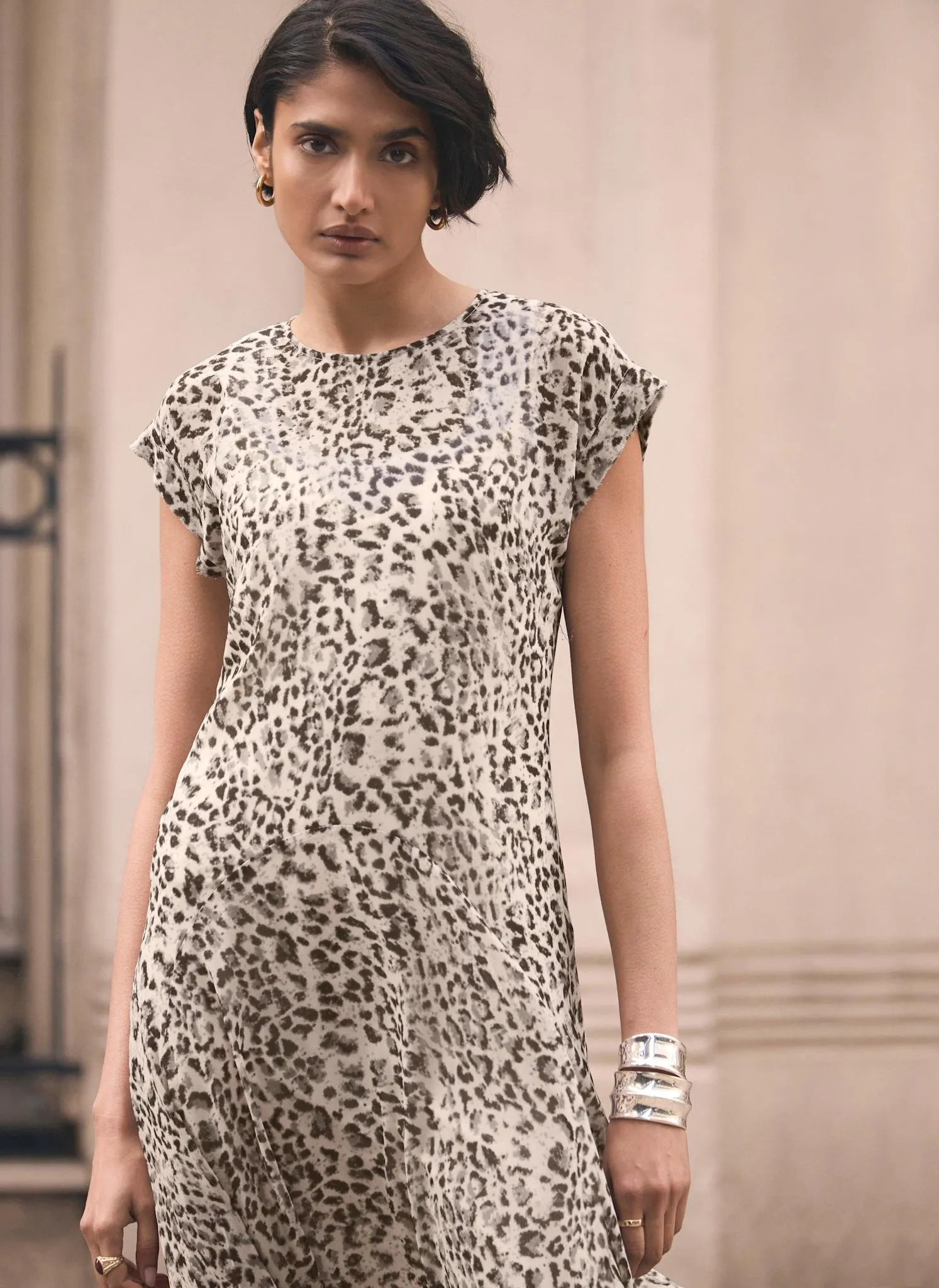 Leopard Print Cap Sleeve Midi Dress sold by Mint Velvet product image thumbnail 3