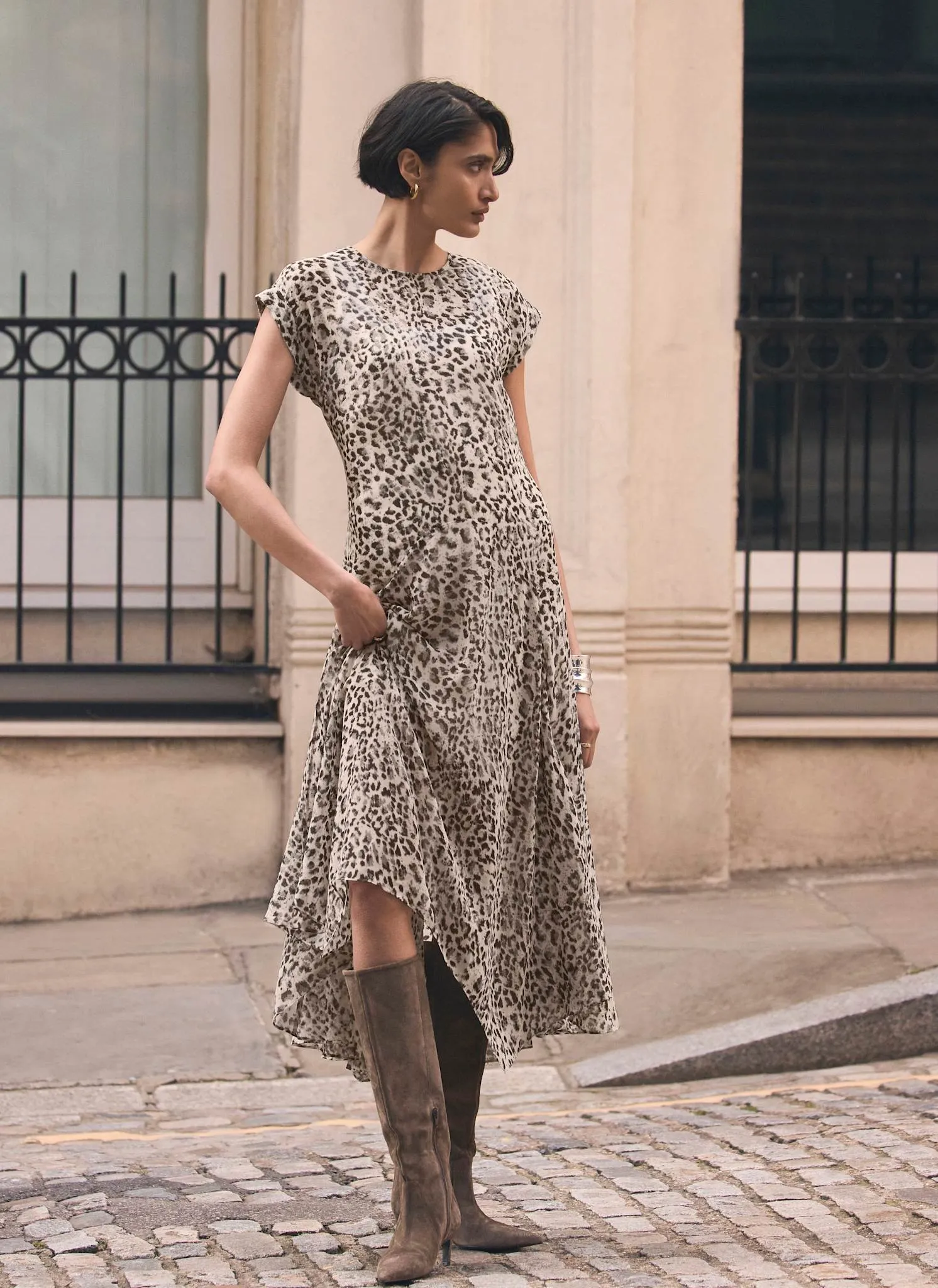 Leopard Print Cap Sleeve Midi Dress sold by Mint Velvet product image thumbnail 2