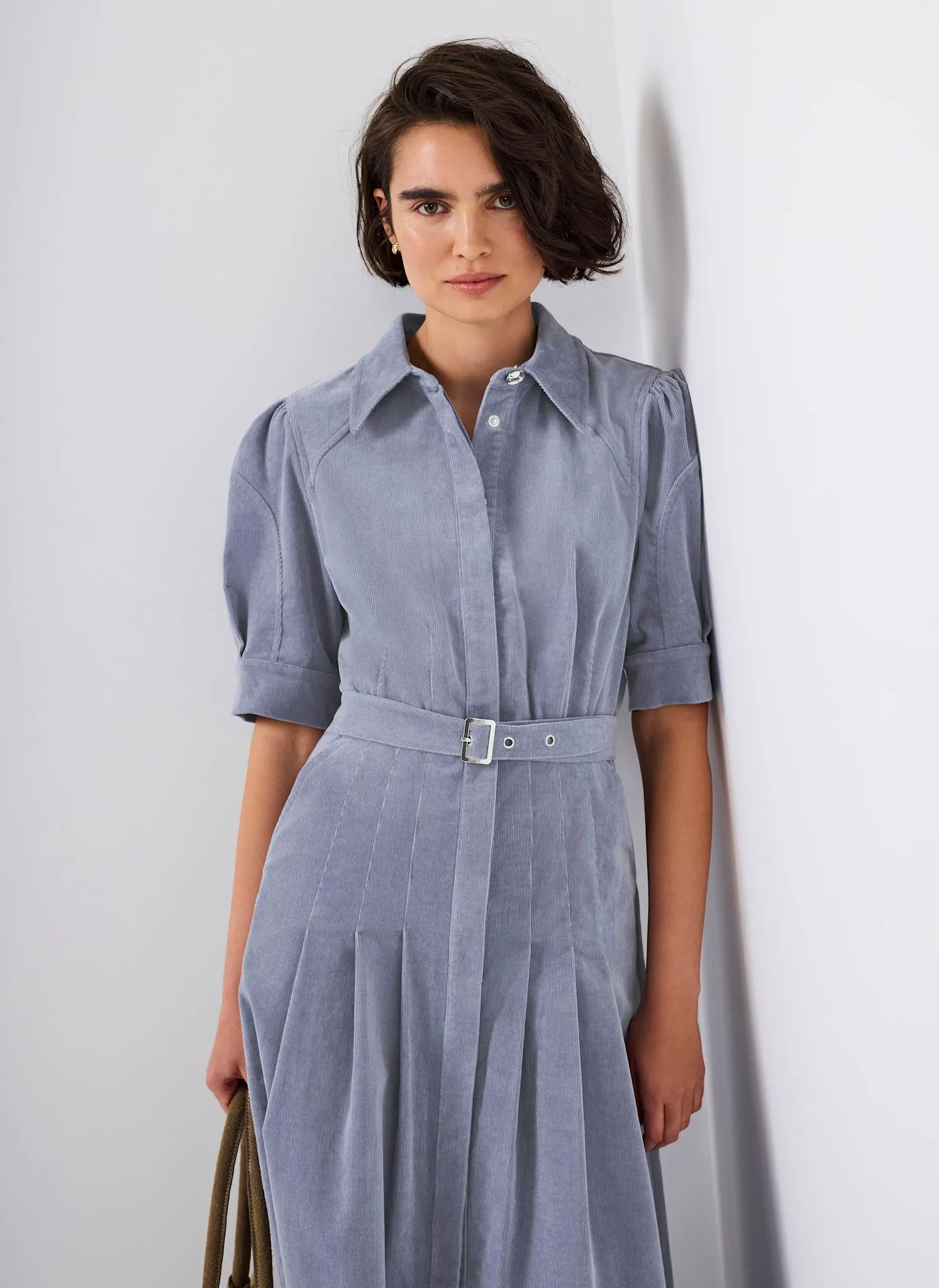 Blue Corduroy Belted Midi Dress sold by Mint Velvet product image thumbnail 3