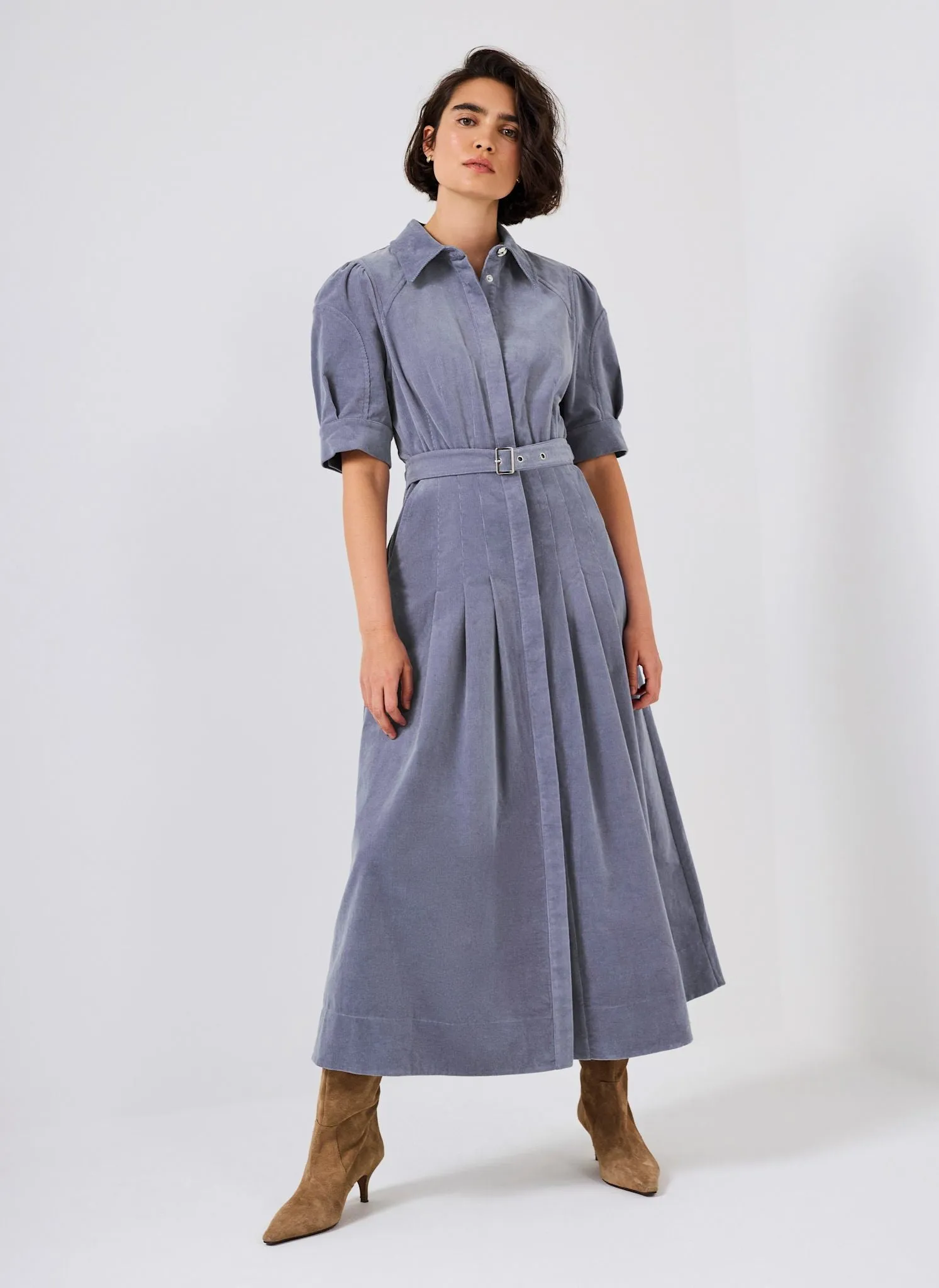 Blue Corduroy Belted Midi Dress sold by Mint Velvet product image thumbnail 2