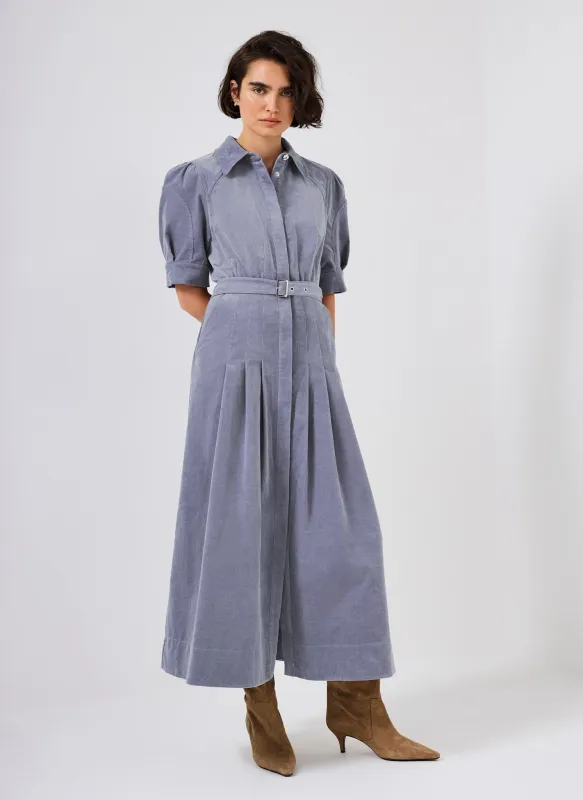 Blue Corduroy Belted Midi Dress sold by Mint Velvet