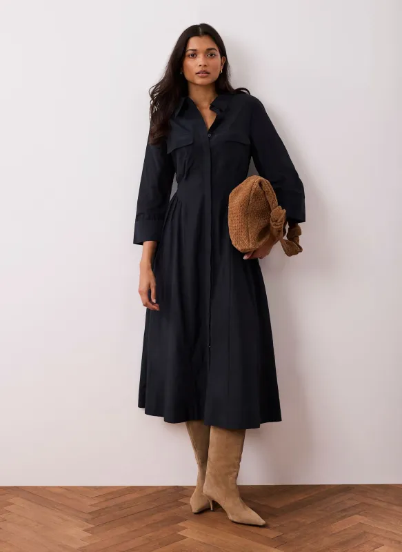 Navy Drop Waist Maxi Shirt Dress sold by Mint Velvet
