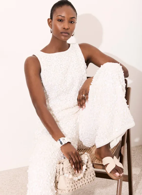 White Sequin Sleeveless Top sold by Mint Velvet