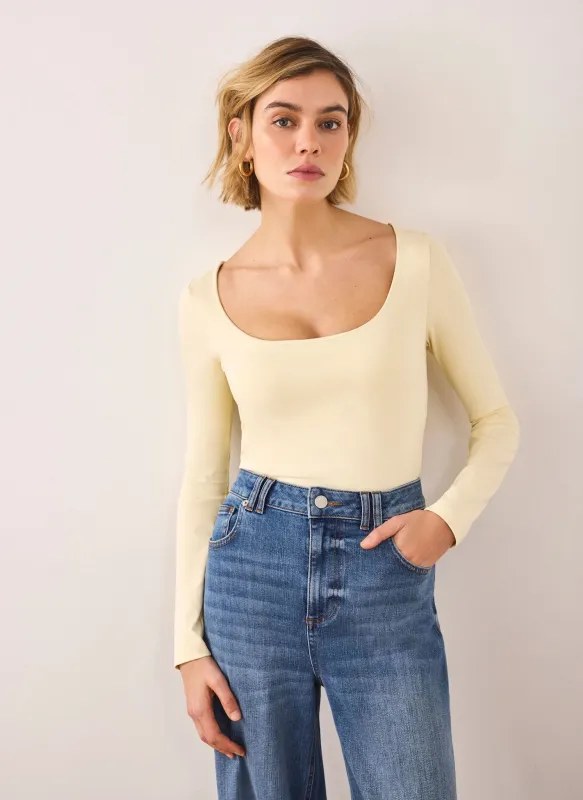 Butter Yellow Layering Scoop Neck Top sold by Mint Velvet
