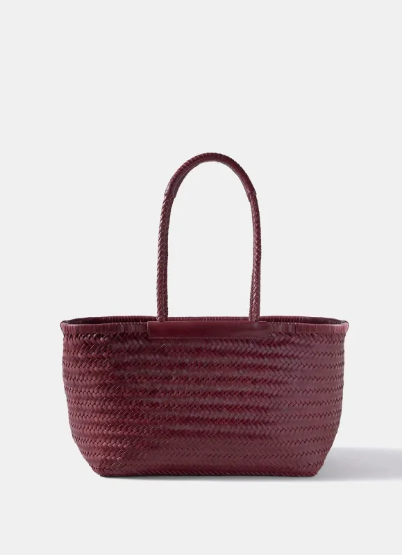 Rae Red Leather Woven Tote Bag made by Mint Velvet