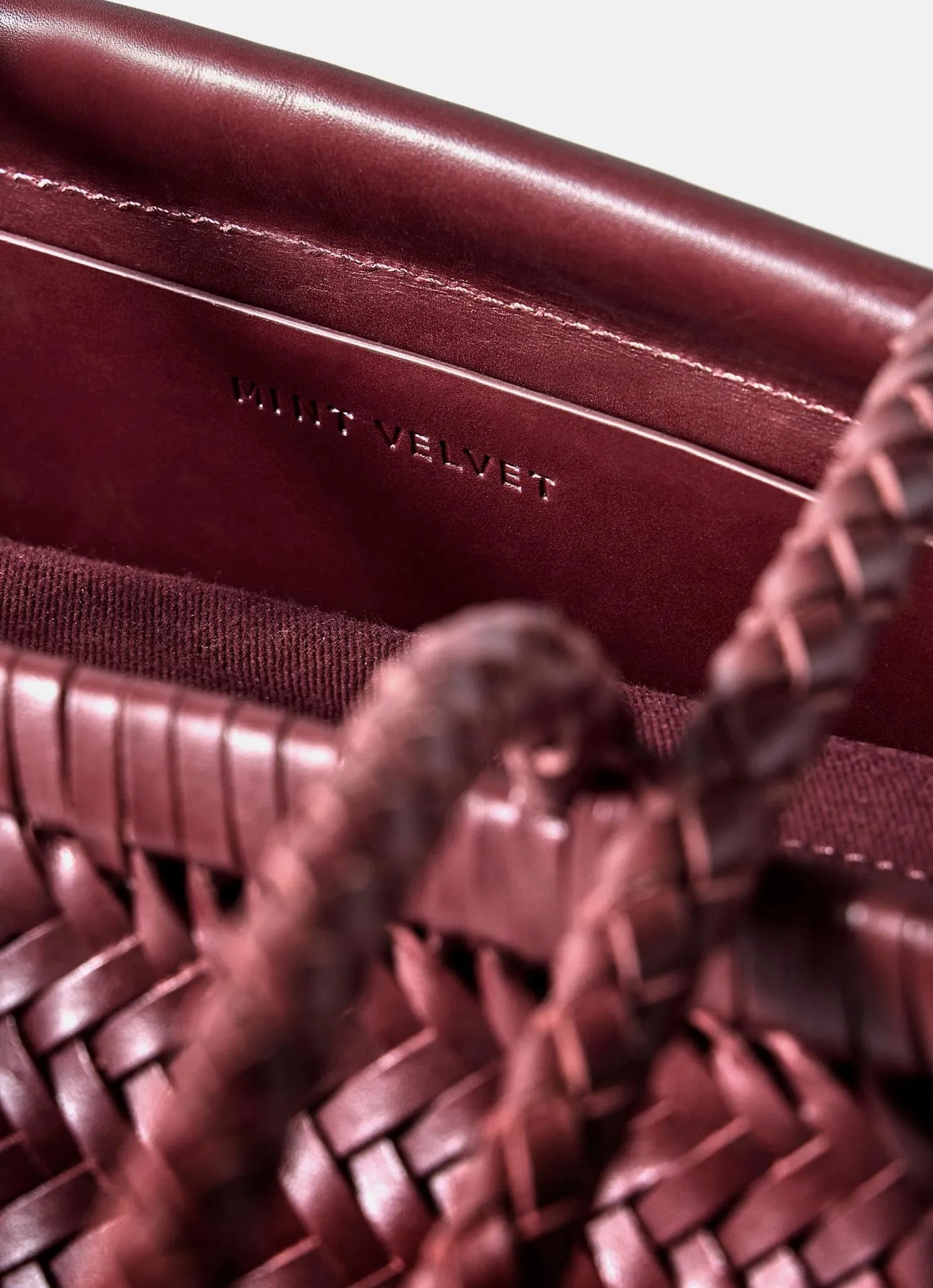 Rae Red Leather Woven Tote Bag sold by Mint Velvet product image thumbnail 5