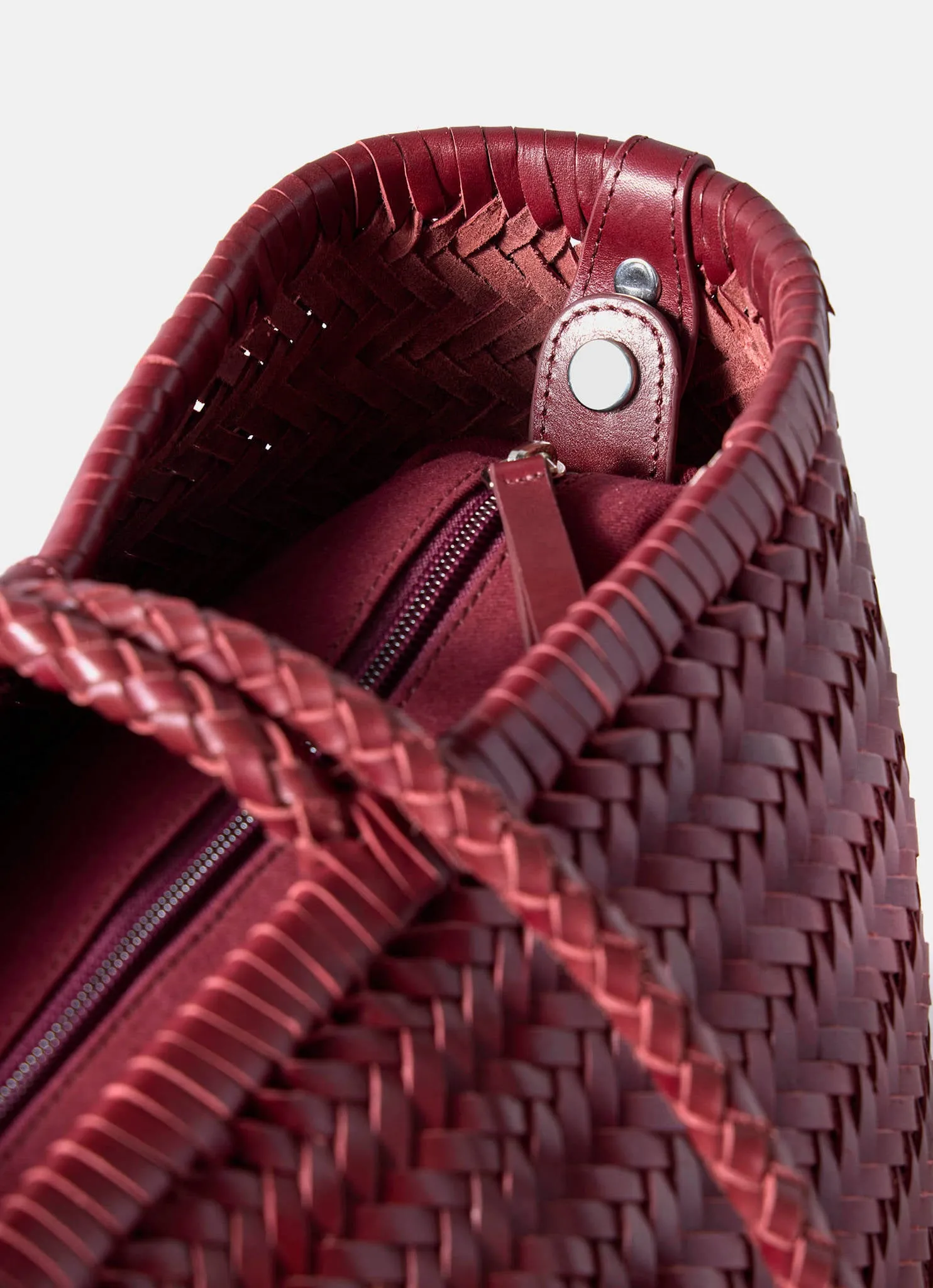 Rae Red Leather Woven Tote Bag sold by Mint Velvet product image thumbnail 4