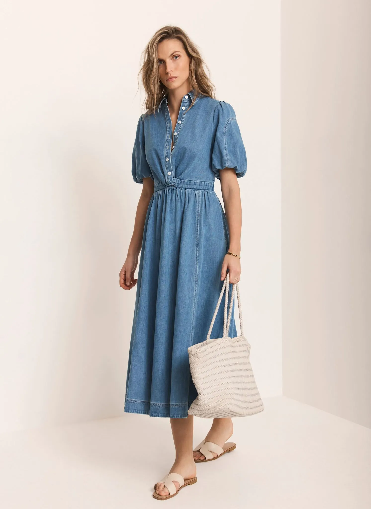 Mid Indigo Denim Twist Midi Dress sold by Mint Velvet product image thumbnail 2