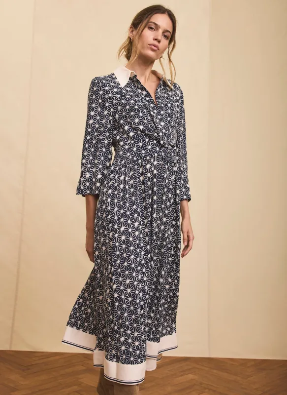 Navy Print Midi Shirt Dress made by Mint Velvet