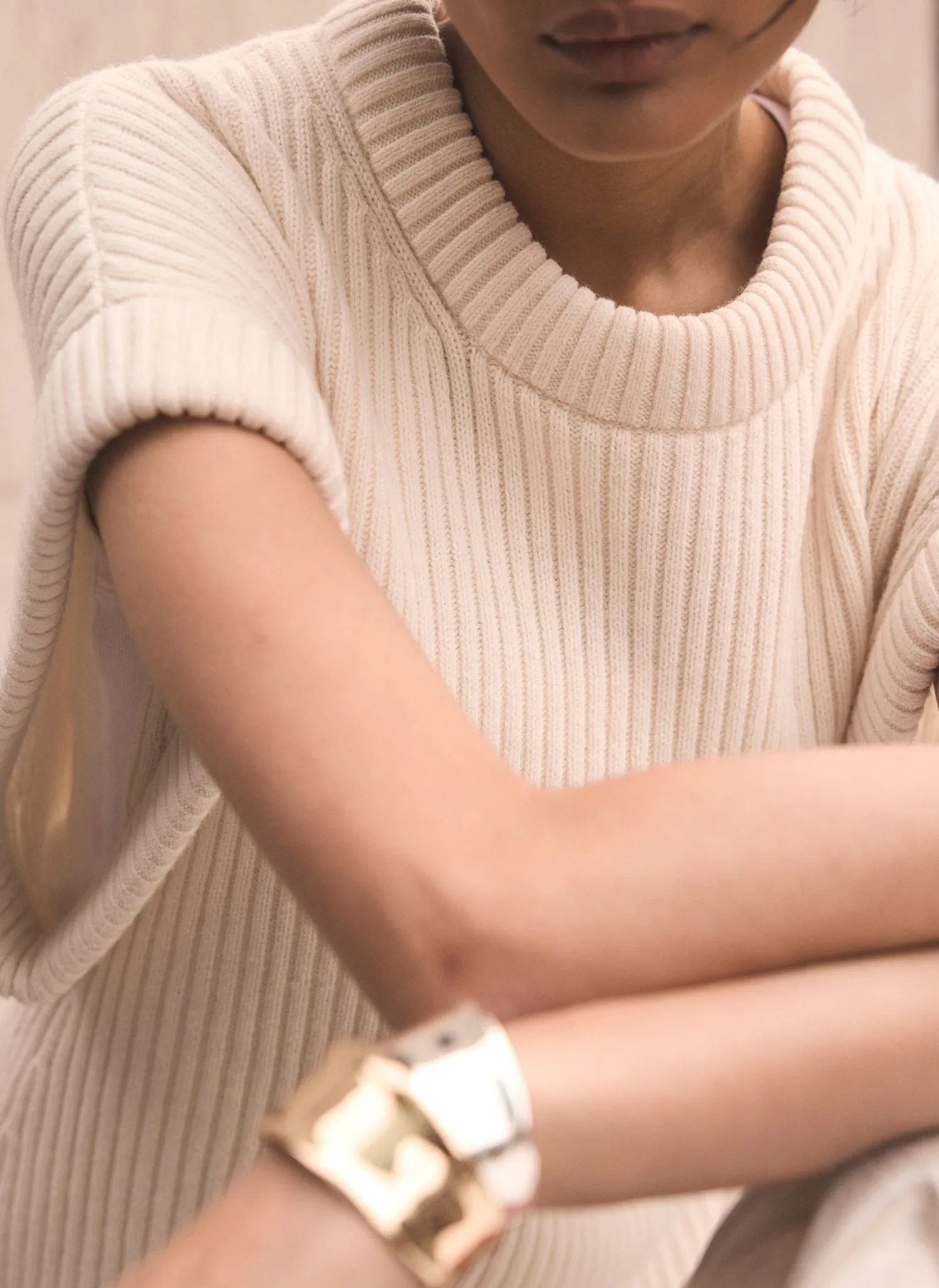 Cream Wool Blend Longline Knit Top sold by Mint Velvet product image thumbnail 5