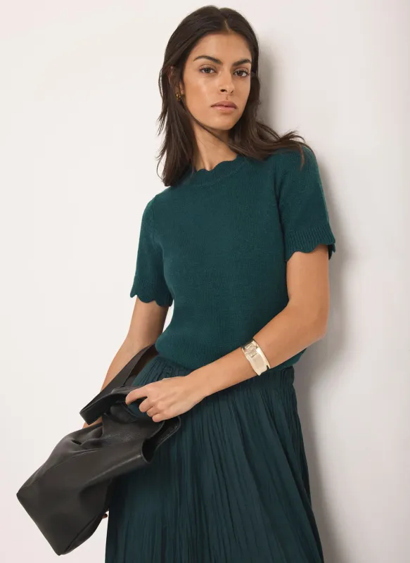 Teal Scallop Knit Top sold by Mint Velvet