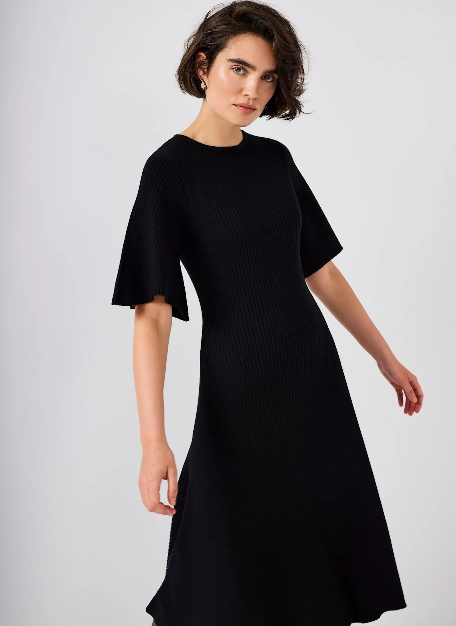 Black Rib Knit Asymmetric Dress sold by Mint Velvet product image thumbnail 3