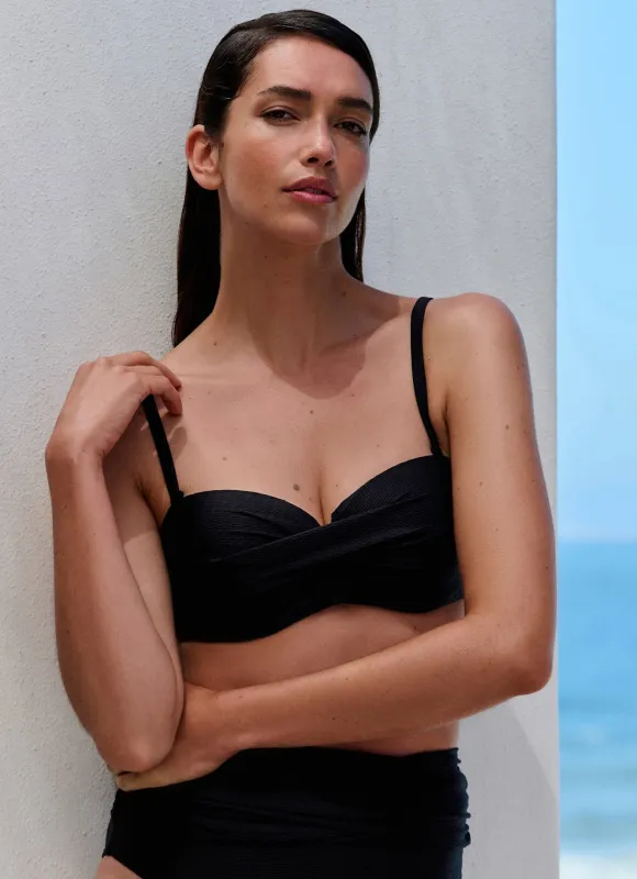 Black Bandeau Bikini Top sold by Mint Velvet