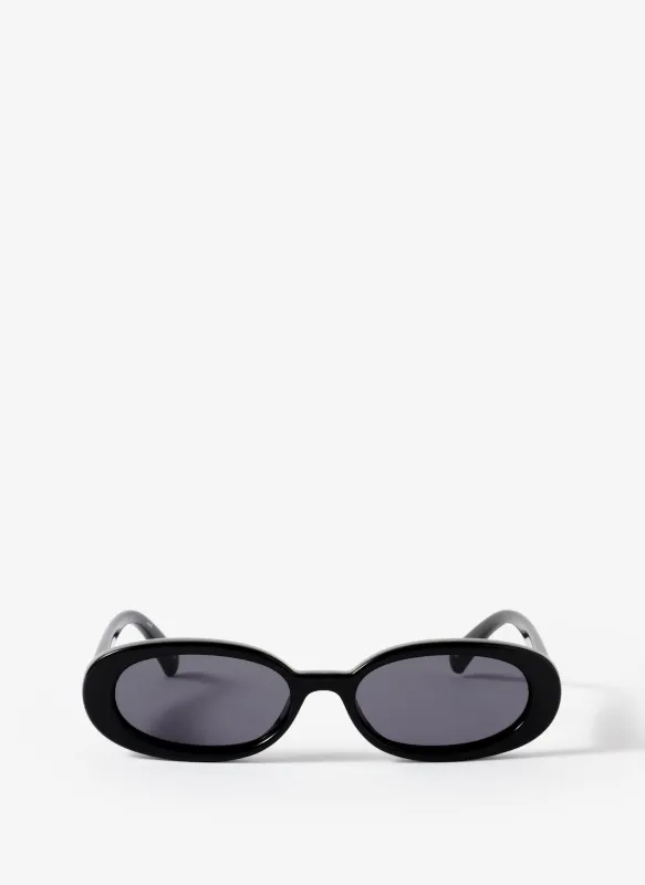 Le Specs Outta Love Black Rounded Sunglasses sold by Mint Velvet