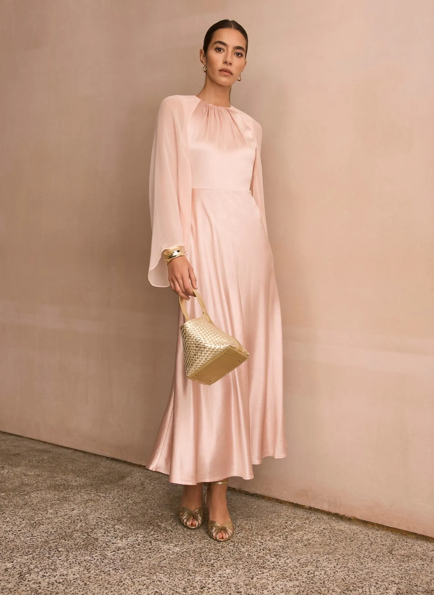 Pink Satin Cape Maxi Dress sold by Mint Velvet product image thumbnail 5