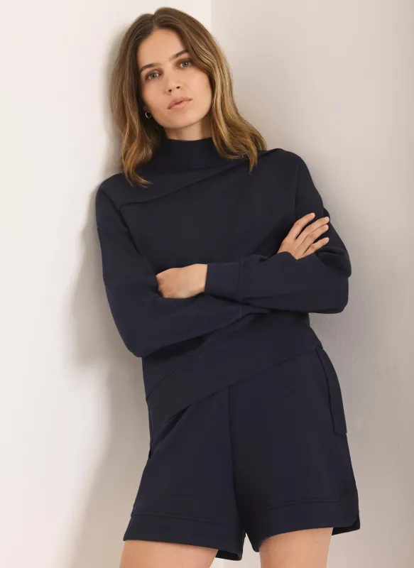 Navy Super Soft Asymmetric Detail Sweatshirt sold by Mint Velvet
