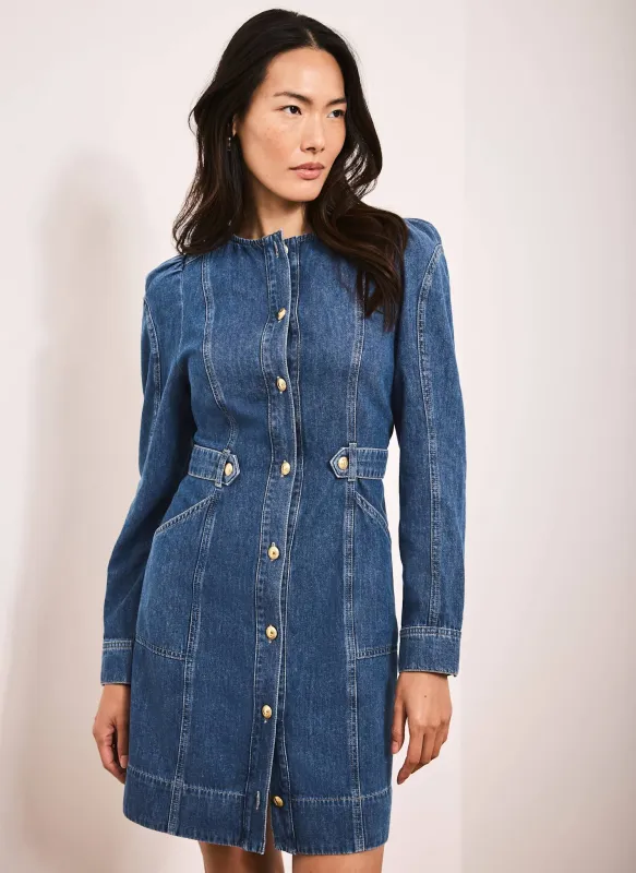 Indigo Denim Puff Sleeve Mini Dress sold by Mint Velvet