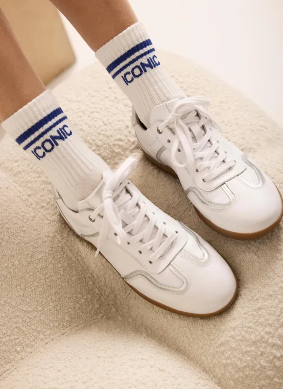 Blue Iconic Slogan Ankle Socks sold by Mint Velvet