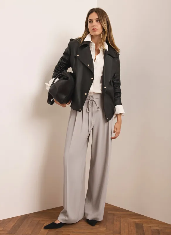 Neutral Tie Waist Wide Trousers sold by Mint Velvet