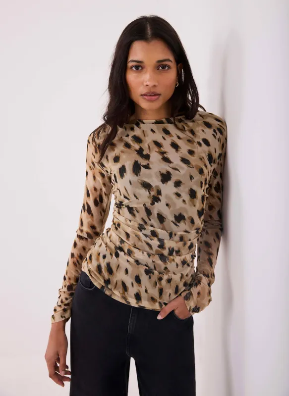 Animal Print Mesh Long Sleeve Top sold by Mint Velvet