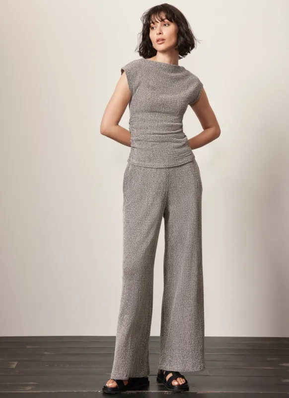 Grey Textured Wide Trousers made by Mint Velvet