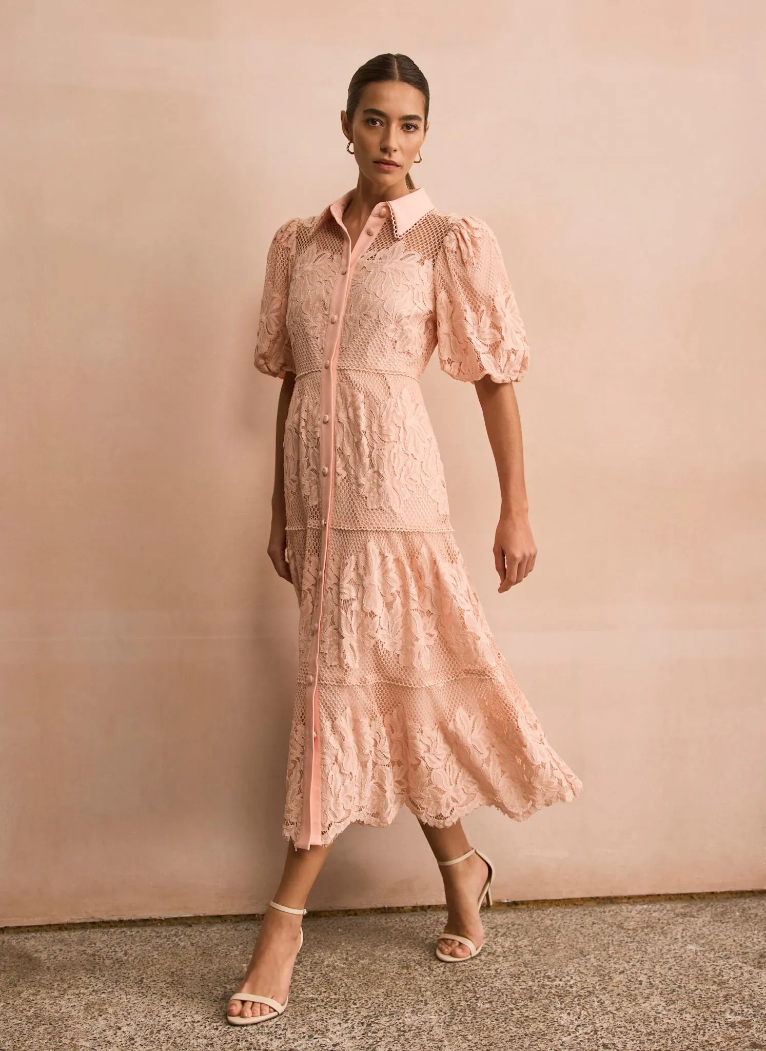 Pink Lace Midi Shirt Dress sold by Mint Velvet product image thumbnail 2