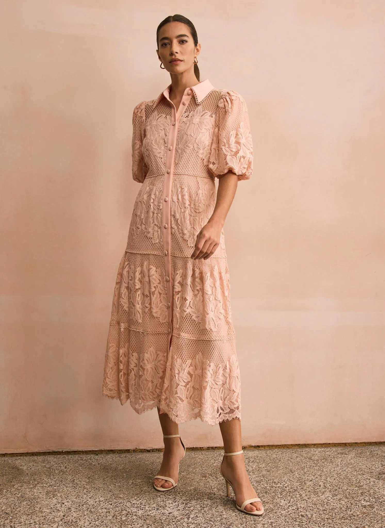 Pink Lace Midi Shirt Dress sold by Mint Velvet product image thumbnail 4