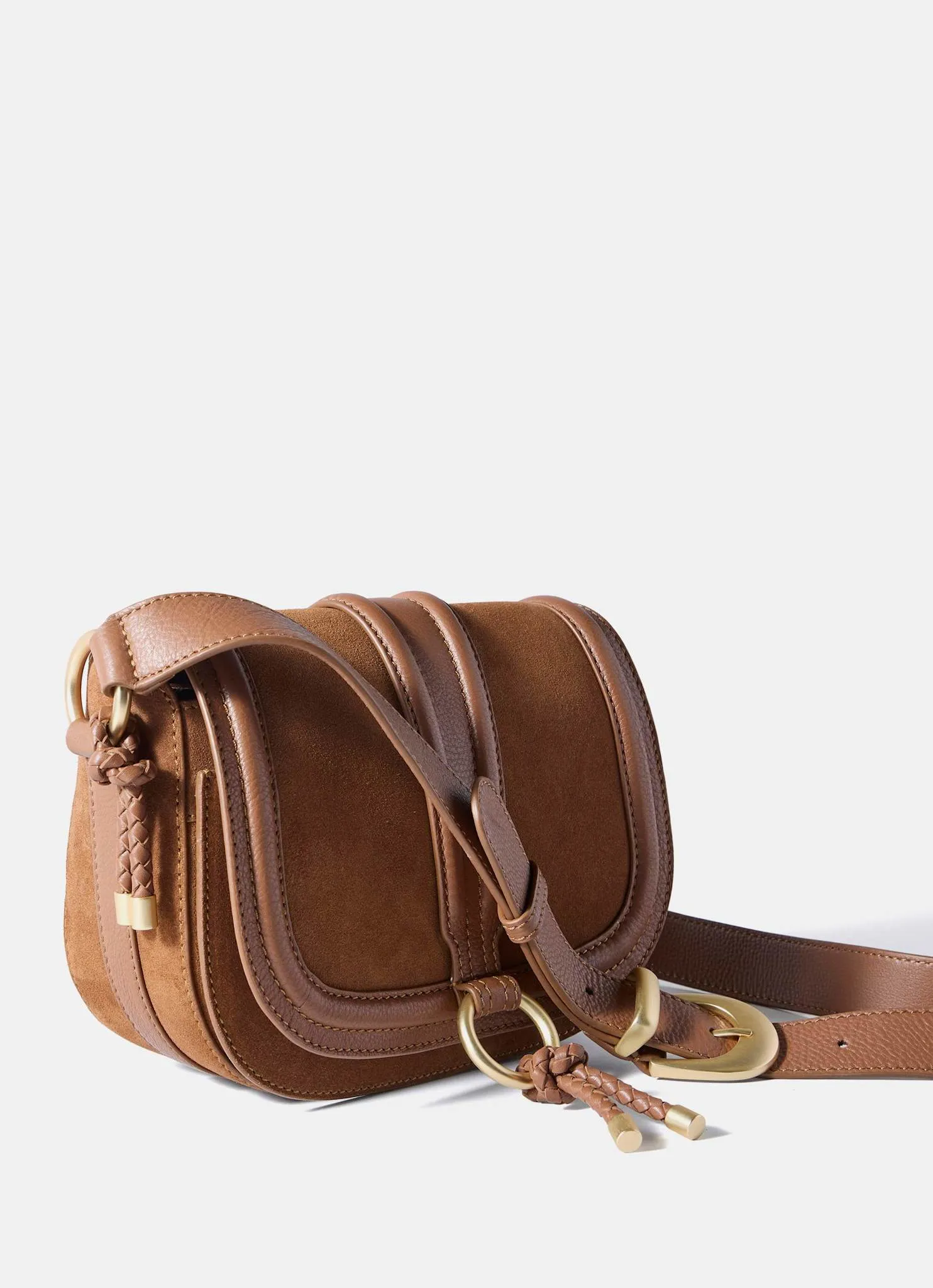 Harper Tan Suede Saddle Bag sold by Mint Velvet product image thumbnail 5
