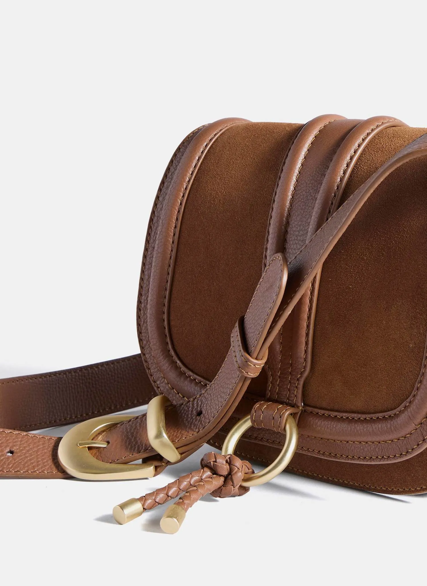 Harper Tan Suede Saddle Bag sold by Mint Velvet product image thumbnail 4