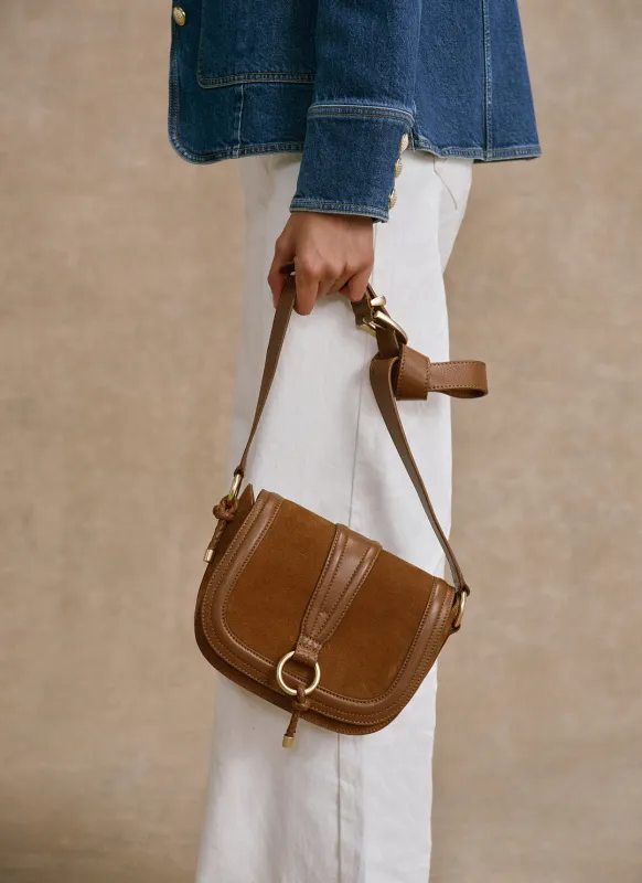 Harper Tan Suede Saddle Bag made by Mint Velvet
