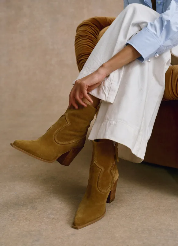 Lorna Tan Suede Western Ankle Boots sold by Mint Velvet