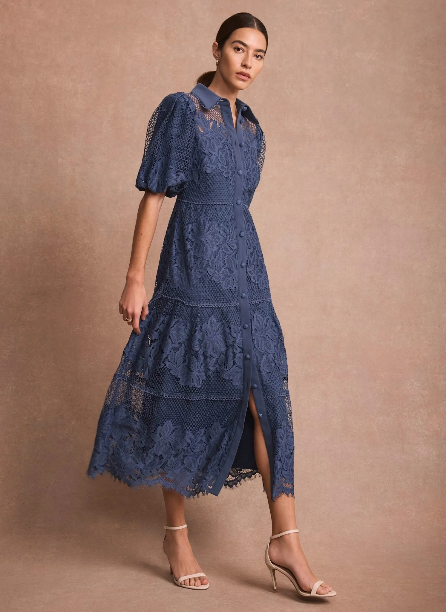 Blue Lace Midi Shirt Dress sold by Mint Velvet product image thumbnail 2