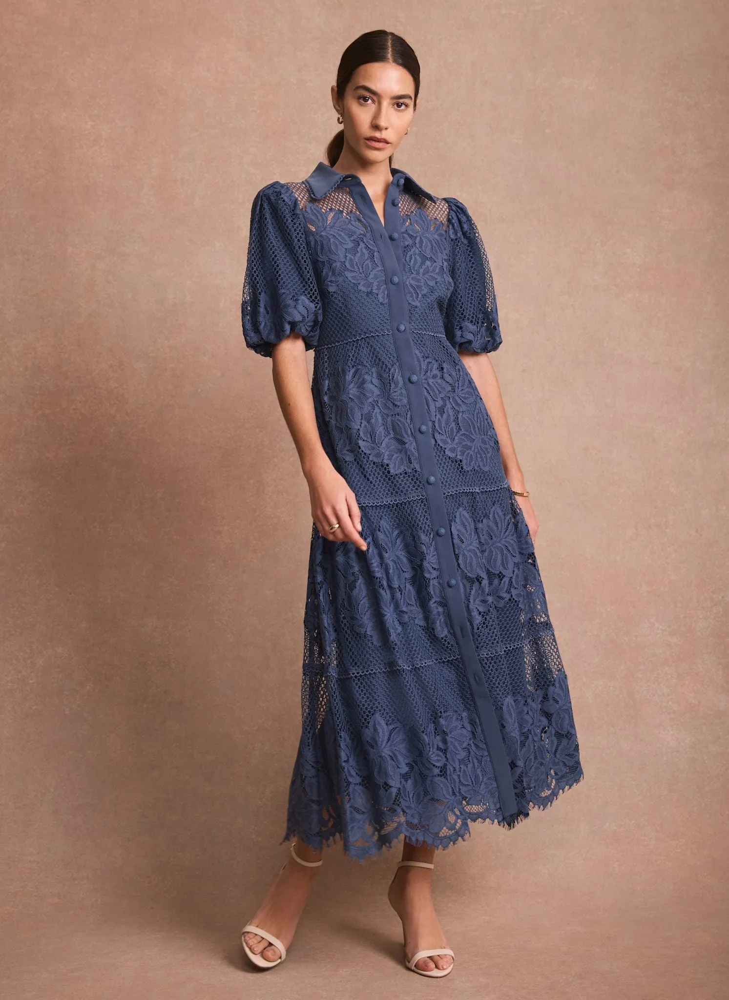 Blue Lace Midi Shirt Dress sold by Mint Velvet product image thumbnail 4