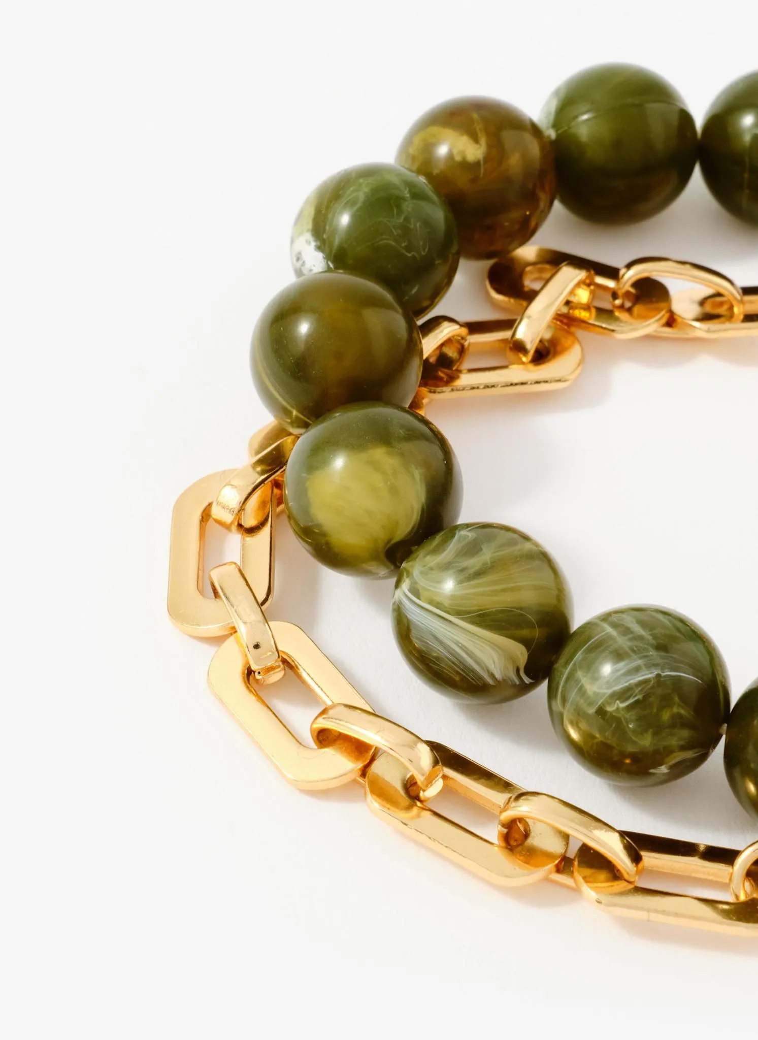 Green Beaded and Chain Layer Bracelet sold by Mint Velvet product image thumbnail 4