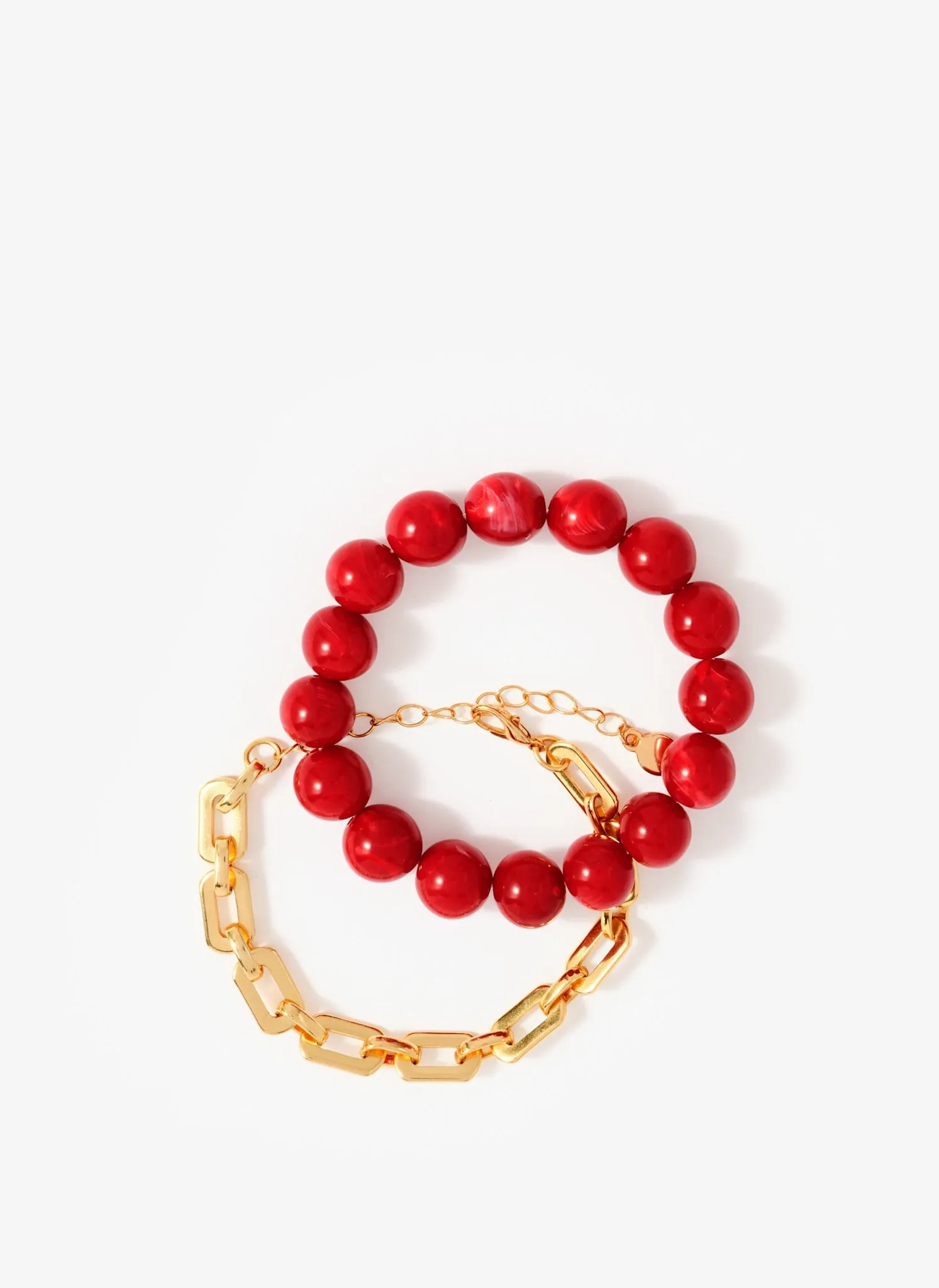 Red Beaded and Chain Layer Bracelet sold by Mint Velvet product image thumbnail 2