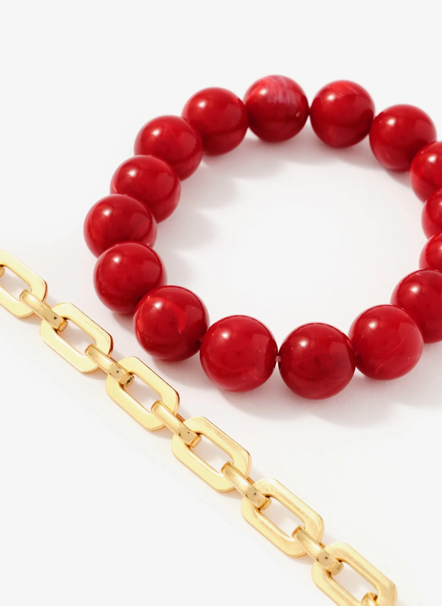 Red Beaded and Chain Layer Bracelet sold by Mint Velvet product image thumbnail 3