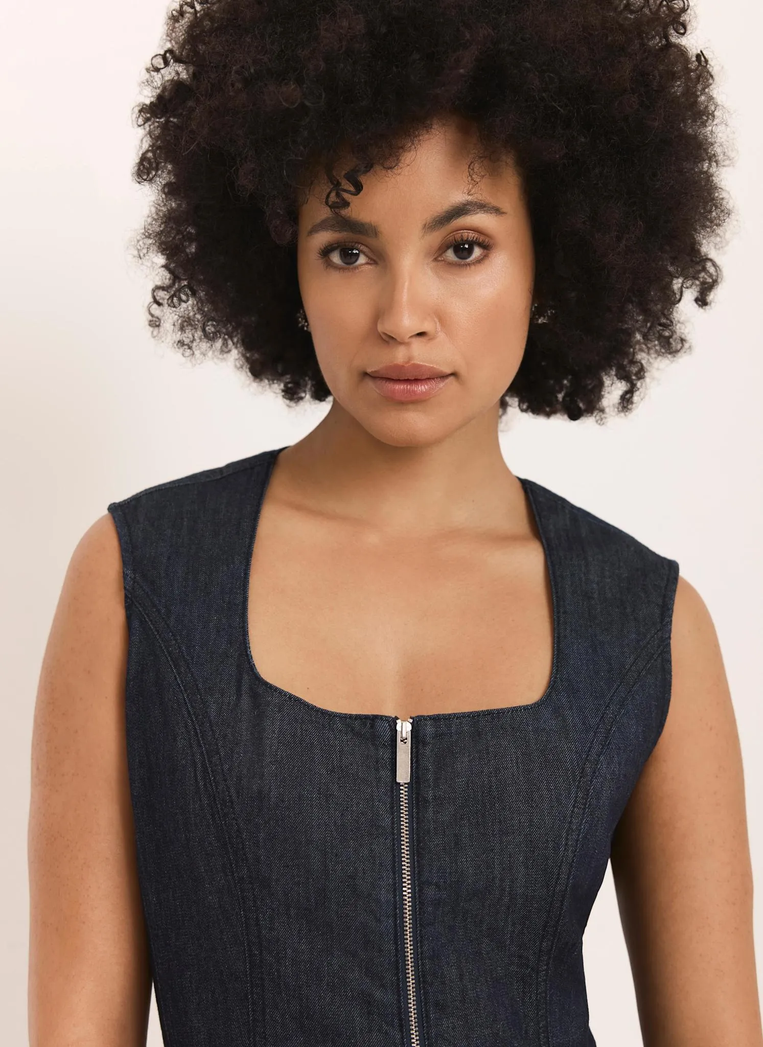 Dark Indigo Denim Zip Detail Top sold by Mint Velvet product image thumbnail 4