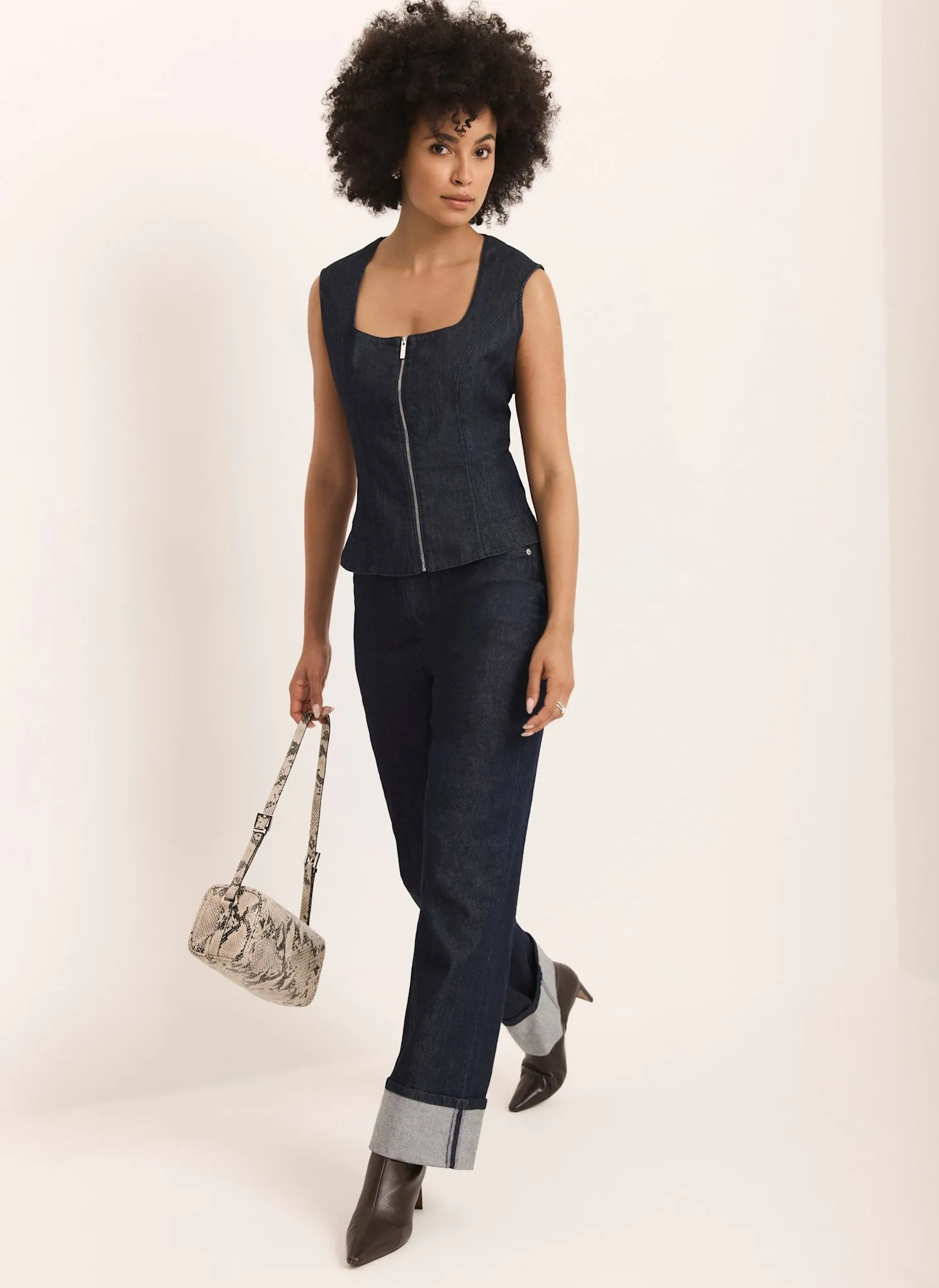 Dark Indigo Denim Zip Detail Top sold by Mint Velvet product image thumbnail 5
