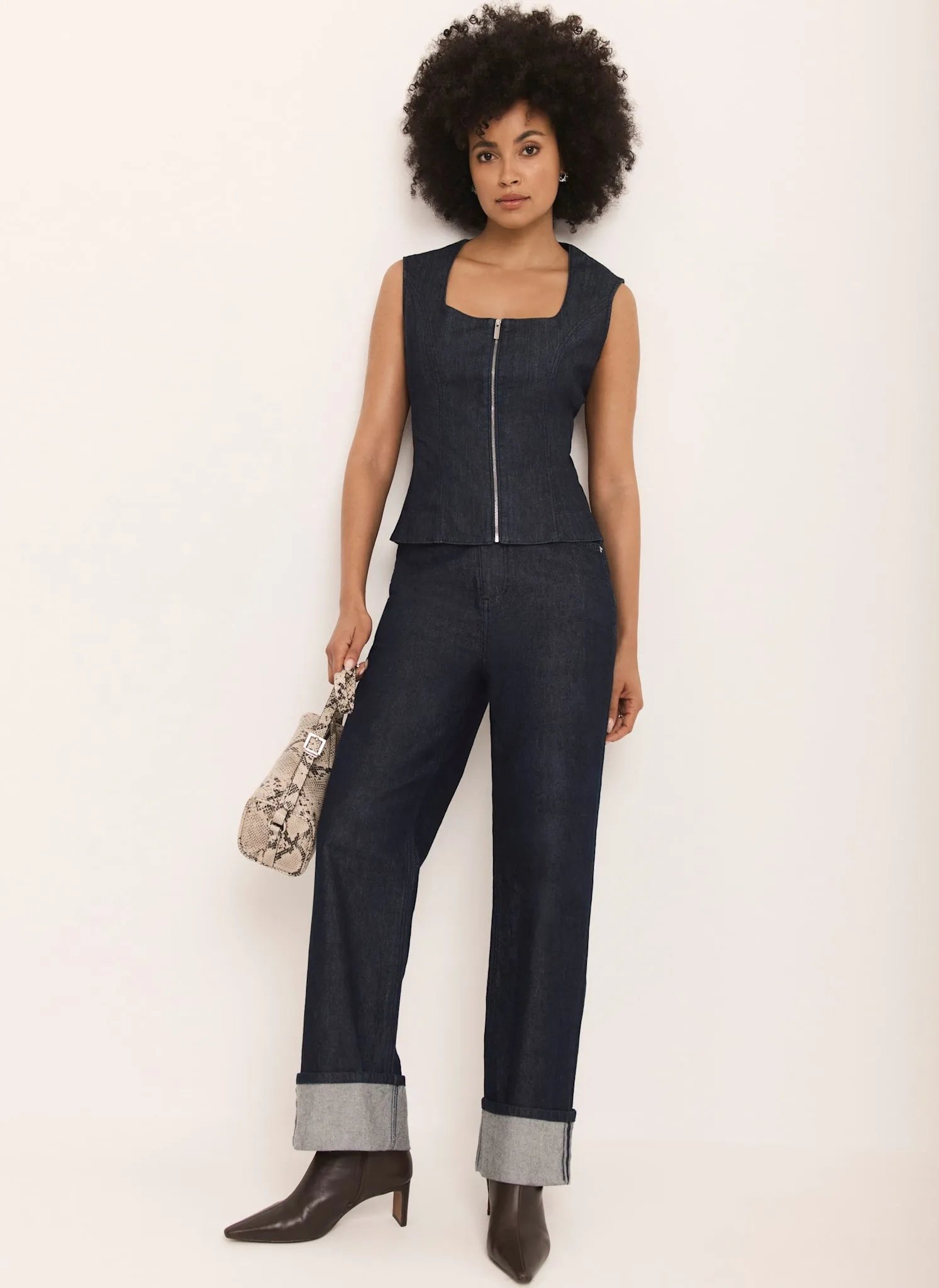 Dark Indigo Denim Zip Detail Top sold by Mint Velvet product image thumbnail 2