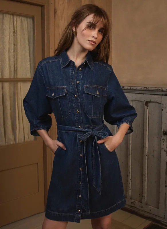 Mid Indigo Denim Mini Shirt Dress sold by Mint Velvet
