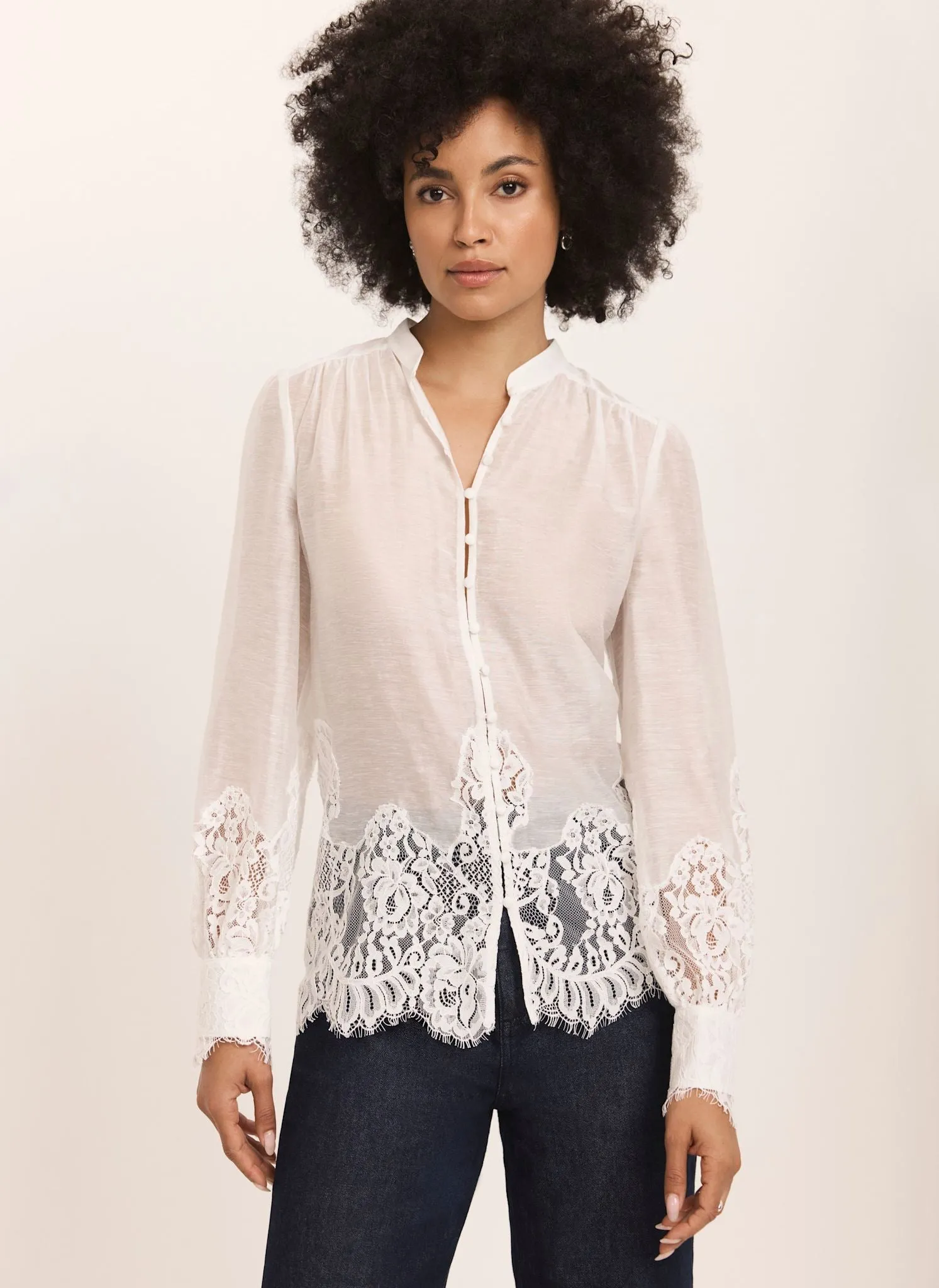 Cream Lace Detail Blouse sold by Mint Velvet product image thumbnail 5