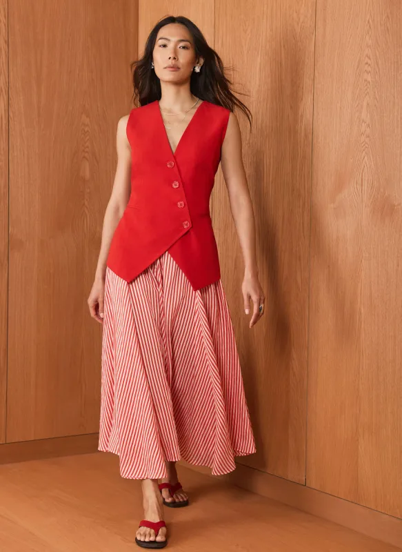 Red Stripe Midi Skirt sold by Mint Velvet