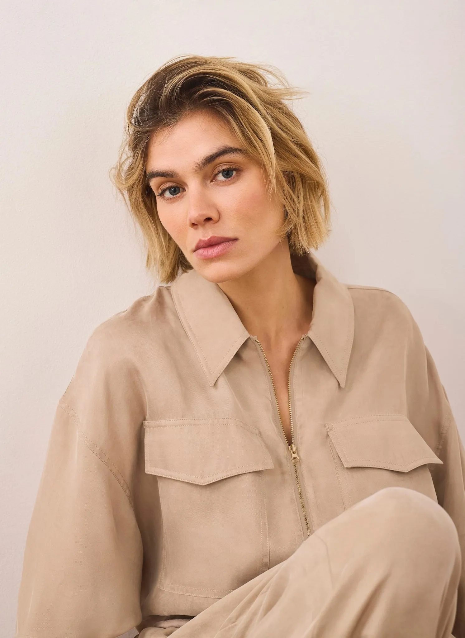 Neutral Zip Detail Blouse sold by Mint Velvet product image thumbnail 4