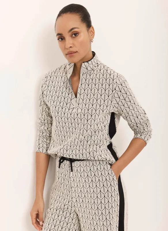 Black Jacquard Zip Top sold by Mint Velvet