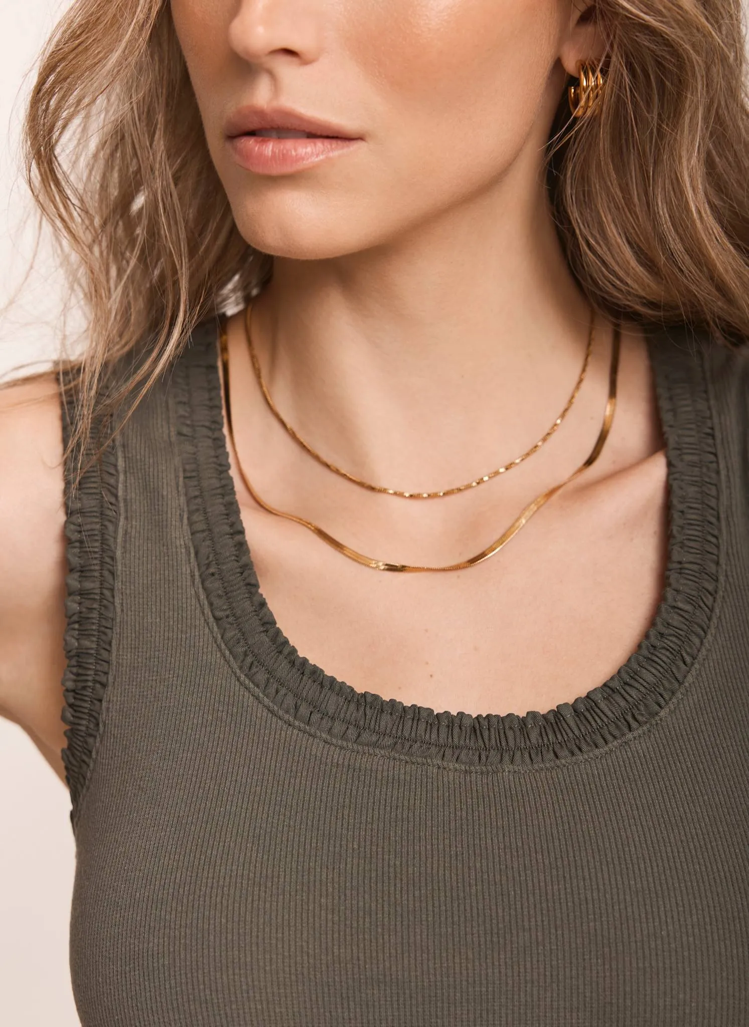 Khaki Ruched Trim Cotton Midi Dress sold by Mint Velvet product image thumbnail 5