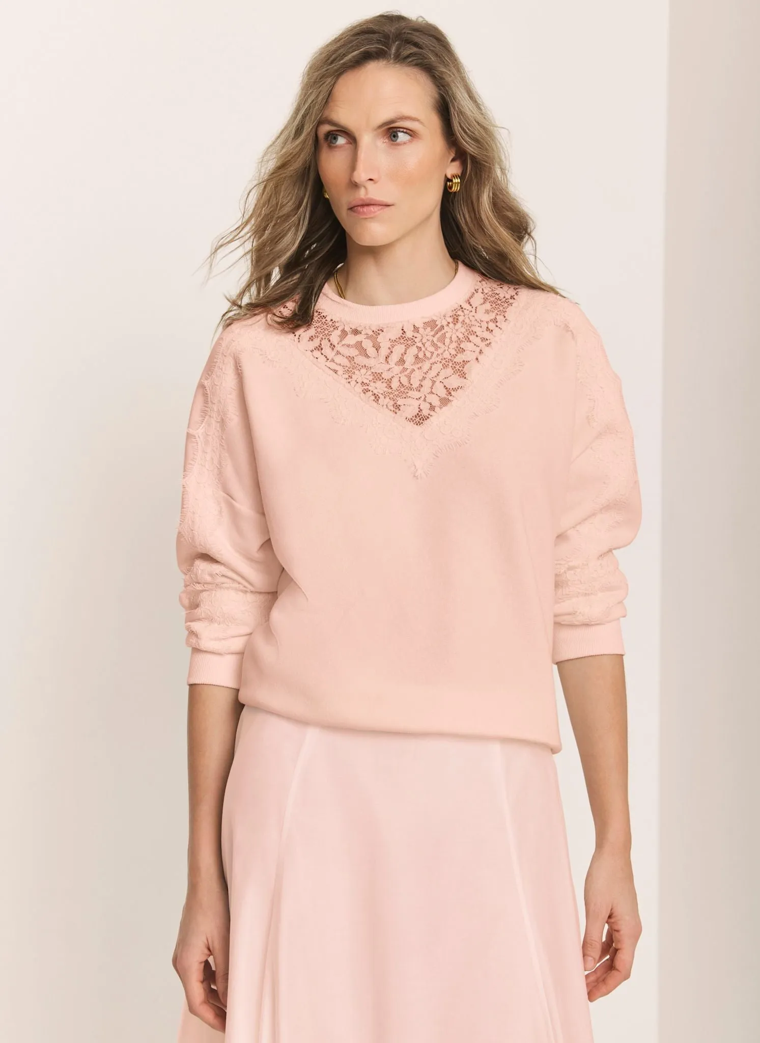 Pink Lace Detail Sweatshirt sold by Mint Velvet product image thumbnail 3