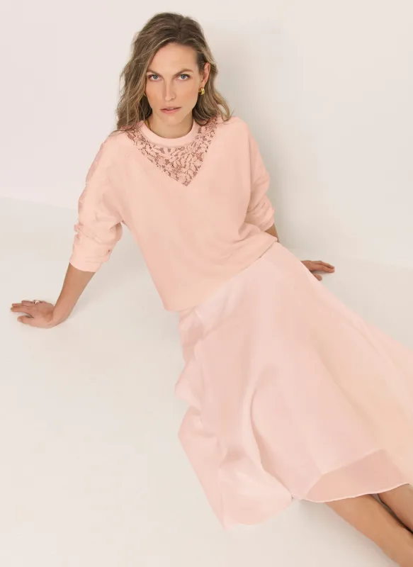 Pink Lace Detail Sweatshirt sold by Mint Velvet