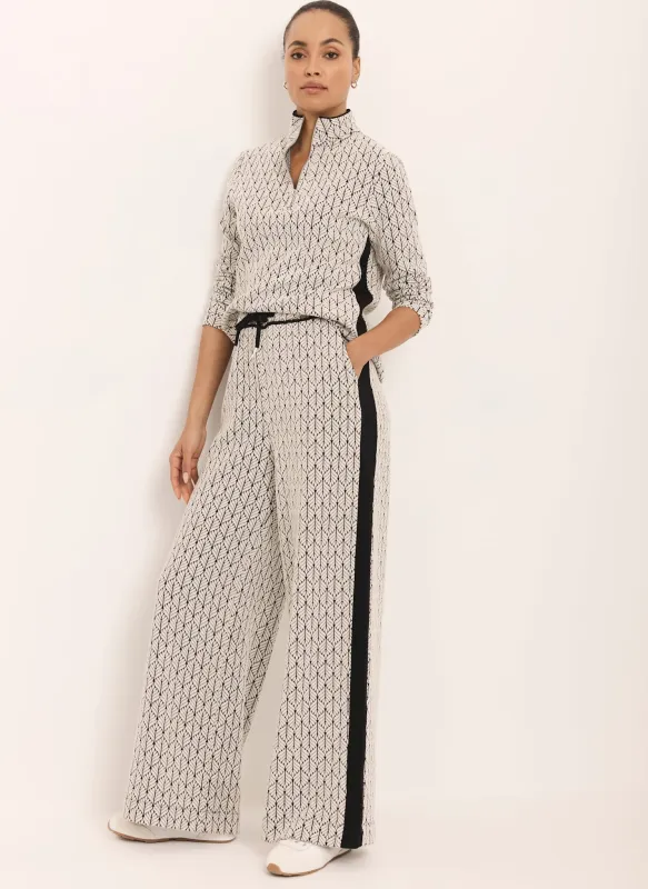 Black Jacquard Side Stripe Wide Trousers sold by Mint Velvet